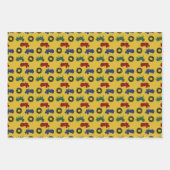 クリスマス・トラクターパターン（の模様が）ある ラッピングペーパーシート (正面2)