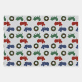 クリスマス・トラクターパターン（の模様が）ある ラッピングペーパーシート (正面)