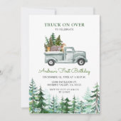 クリスマス·トラックが誕生日パーティーに向かっている 招待状 (正面)