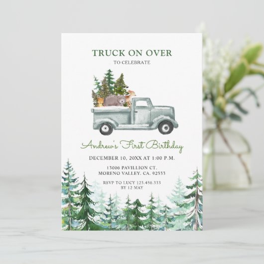 クリスマス·トラックが誕生日パーティーに向かっている 招待状 (スタンド正面)