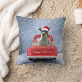 クリスマス・トラックに座って雪の中のネズミ・テリア・ドッグ クッション (ブランケット)