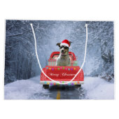 クリスマス・トラックに座って雪の中のネズミ・テリア・ドッグ ラージペーパーバッグ (裏面)