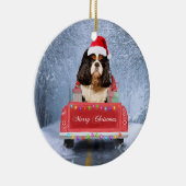 クリスマス・トラックに座って雪の中の騎士の王 セラミックオーナメント (右)