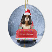 クリスマス・トラックに座って雪の中の騎士の王 セラミックオーナメント (左)