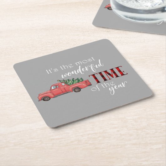 クリスマス・トラックの最も素晴らしい時期 スクエアペーパーコースター (アングル)