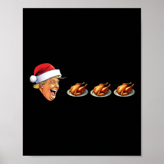 クリスマス トランプ大統領の顔が七面鳥を食べるビデオゲーム ポスター (正面)