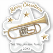 クリスマス・トランペット・スターズ音楽愛好家パーソナライズされた シール (正面)