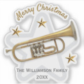 クリスマス・トランペット・スターズ音楽愛好家パーソナライズされた シール (正面)