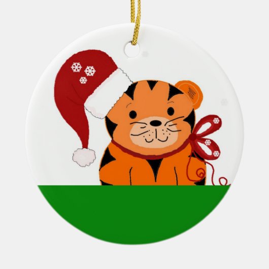クリスマス トラ セラミックオーナメント (正面)