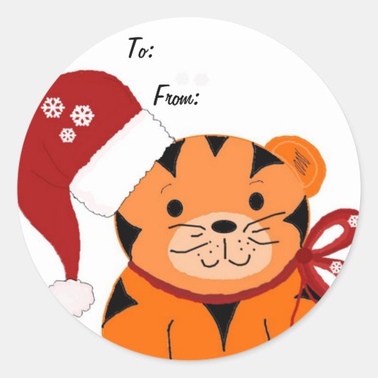 クリスマス トラ ラウンドシール (正面)