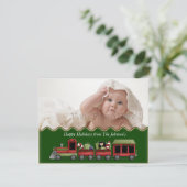 クリスマス・トレインのグリーン・フォトカード シーズンカード (スタンド正面)