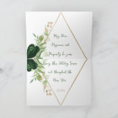 クリスマス トロピカル グリーン & ゴールド モンステラの葉 (内部)