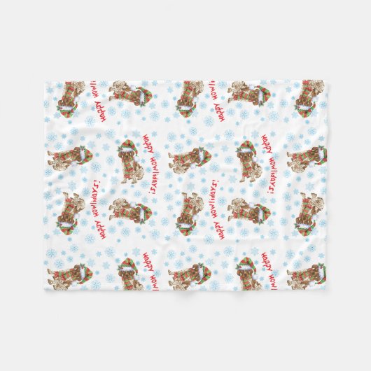 クリスマス·ドイツの短い干し草の指針 フリースブランケット (正面(横))