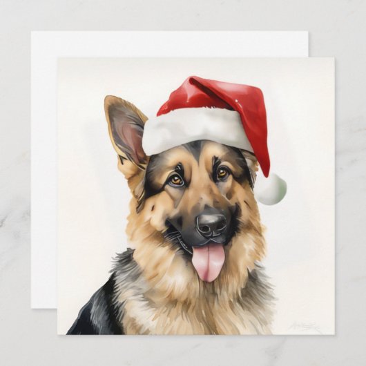 クリスマス ドイツ牧羊犬 ホリデー グリーティング カード (正面/裏面)