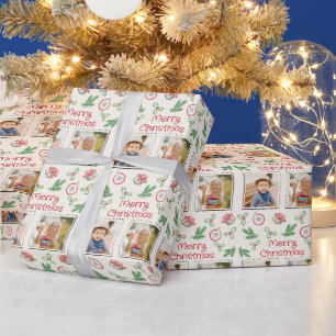 クリスマス ドゥードル 2枚の写真入り ラッピングペーパー