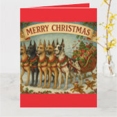 "クリスマス・ドッグス" 折りたたみグリーティングカード カード (黄色い花)