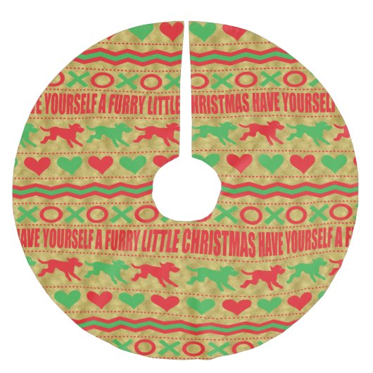 クリスマス・ドッグ・フェリー ブラッシュドポリエステルツリースカート (正面)