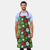 クリスマス·ドッグ·ポーが犬型のトリマー エプロン (着用した状態)