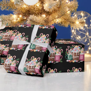 クリスマス ドリンク ピンク コケット ジンジャーブレッド コーヒー ラッピングペーパー