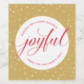 クリスマス ドリンク 楽しいカリグラフィー 赤 ゴールド ワインラベル (シングルラベル)