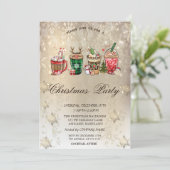 クリスマス ドリンク 雪の結晶 ゴールド クリスマス 招待状 (スタンド正面)