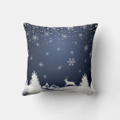 クリスマス・ナイト・フェアリー物語。ファンタジーフォレスト、雪 クッション (裏面)