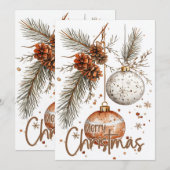 クリスマス　ナチュラル　グリーティング 招待状 (正面/裏面)