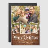 クリスマス　ナチュラル　ブルーウッド　４枚写真マグネットカード (正面/裏面)
