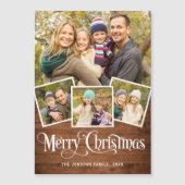 クリスマス　ナチュラル　ブルーウッド　４枚写真マグネットカード (正面)