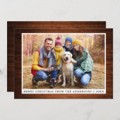 クリスマス ナチュラル 木製 家族 写真 カード シーズンカード (正面/裏面)