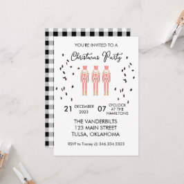 クリスマス・ナッツクラッカーのギンガム招待状 招待状