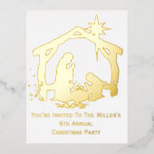 クリスマス ナティビティ ゴールド クリスマスの招待状 箔シーズンポストカード (正面)