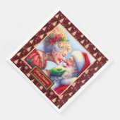 クリスマス・ナプキンズ・レッド・金ゴールド・グリーン氏とミセス・クロース (コーナー)