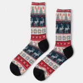 クリスマス ニットパターン トナカイ ソックス (左)