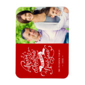 クリスマス＆ニューイヤーのカリグラフィースクリプト写真 マグネット (縦)