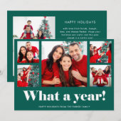 クリスマス&ニューイヤーグリーン写真カード「今年も無事に」 シーズンカード (正面/裏面)