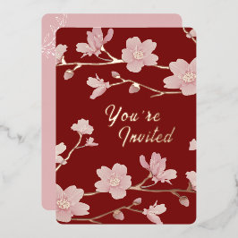 クリスマス＆ニューイヤー オーダーメイド フローラル ホイル インビテーション 箔招待状