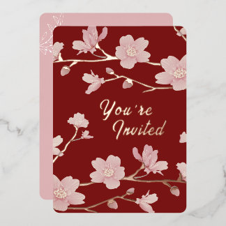 クリスマス＆ニューイヤー オーダーメイド フローラル ホイル インビテーション 箔招待状