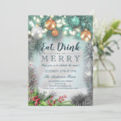 クリスマス＆ニューイヤー・パーティーのグリーティングカード 招待状 (スタンド正面)