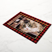 クリスマス＆ニューイヤー プレイド ユニーク 猫 写真 箔シーズンカード (回転した状態)