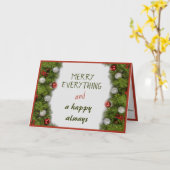 クリスマス&ニューイヤー 明るいリースの挨拶文 カード (黄色い花)