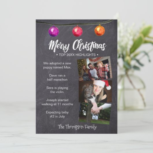 クリスマス、ニュースレタースタイル、トップイヤーハイライト シーズンカード (スタンド正面)