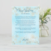 クリスマス・ニュースレターBlue Snowflakes Dated 招待状 (スタンド正面)