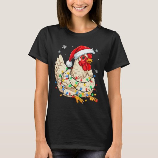 クリスマス ニワトリ ファーム ライト クリスマス Tシャツ (正面)