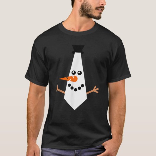クリスマス ネクタイ パジャマ クリスマス おもしろ 雪だるま  Tシャツ (正面)