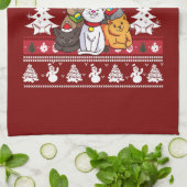 クリスマス ネコの木 キッチンタオル (折り畳み)