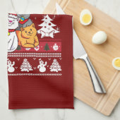 クリスマス ネコの木 キッチンタオル (四つ折り)