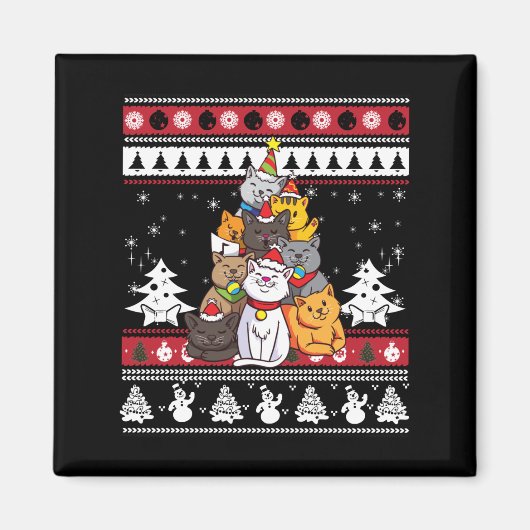 クリスマス ネコの木 マグネット (正面)