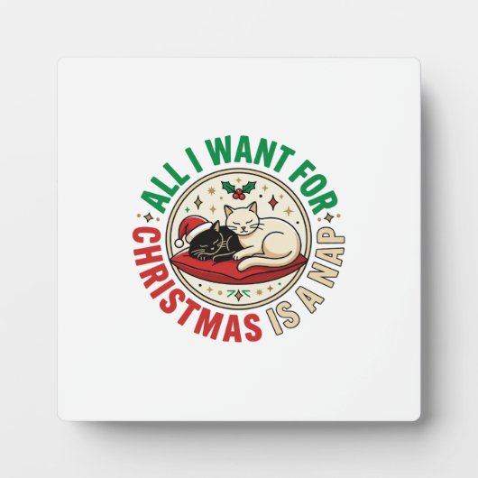 クリスマス ネコ 昼寝 ホリデー デザイン フォトプラーク (正面)