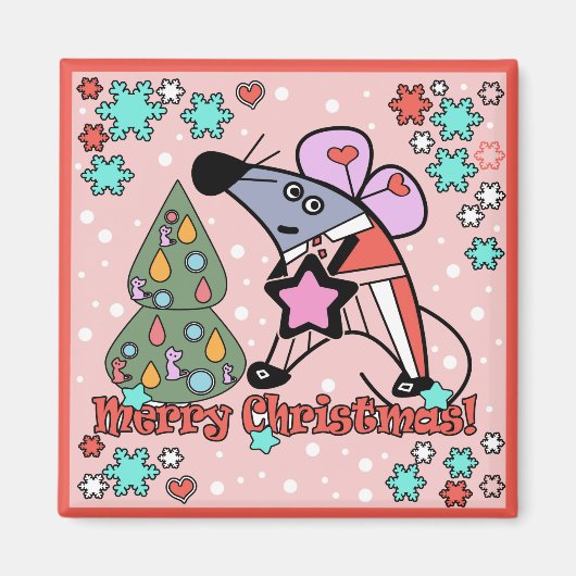 クリスマス、ネズミ マグネット (正面)